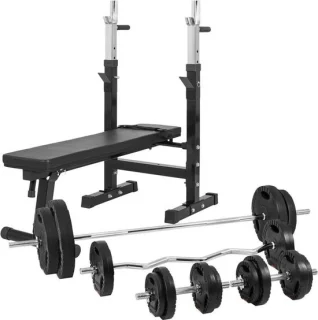 Gorilla Sports Halterbank Met Halterset 100 kg Zwart