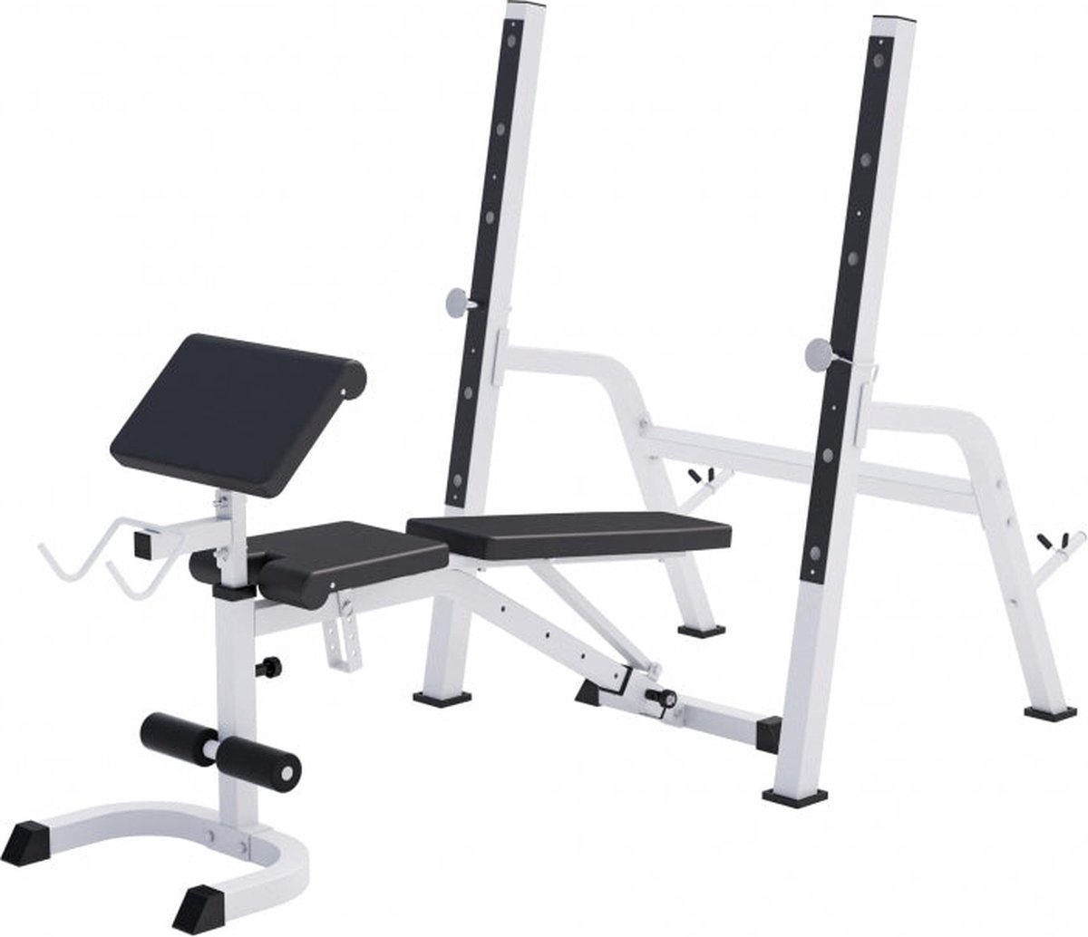 De Gorilla Sports Halterbank met Squat Rack Wit in één oogopslag