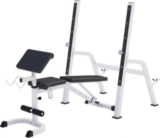 Gorilla Sports Halterbank met Squat Rack Wit