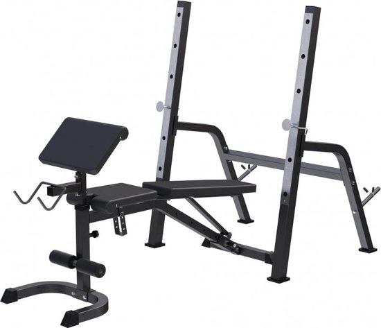 Gorilla Sports Halterbank met Squat Rack Zwart