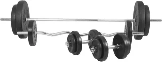 Gorilla Sports Halterbank Vlak + 100 kg Halterset kunststof