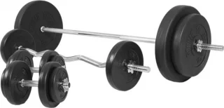 Gorilla Sports Halterbank Vlak + 100 kg Halterset kunststof