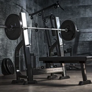 Gorilla Sports Halterbank Vlak + 100 kg Halterset kunststof