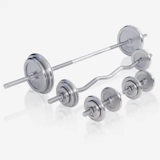 Gorilla Sports Halterbank Wit Met Halterset 108 kg Chroom