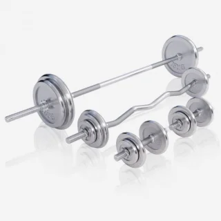 Gorilla Sports Halterbank Wit Met Halterset 108 kg Chroom