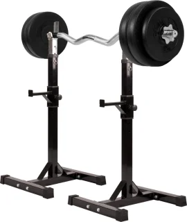 Gorilla Sports Halterset 35 kg met Haltersteunen Squat Rek Verstelbaar