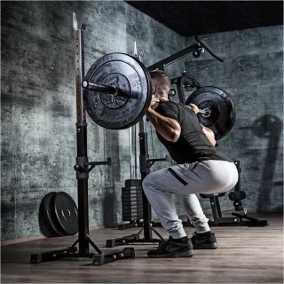 Gorilla Sports Halterset 35 kg met Haltersteunen Squat Rek Verstelbaar