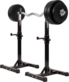 Gorilla Sports Halterset 35 kg met Haltersteunen Squat Rek Verstelbaar