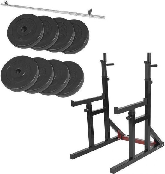 Gorilla Sports Multi Squat Rack met 40 kg halterset