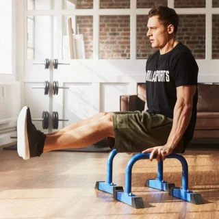Gorilla Sports Push Up Bars Parallettes Blauw 2 stuks