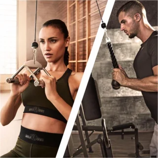 Gorilla Sports Roeigrepen Set Triceps Touw en Pararelle Roeigreep