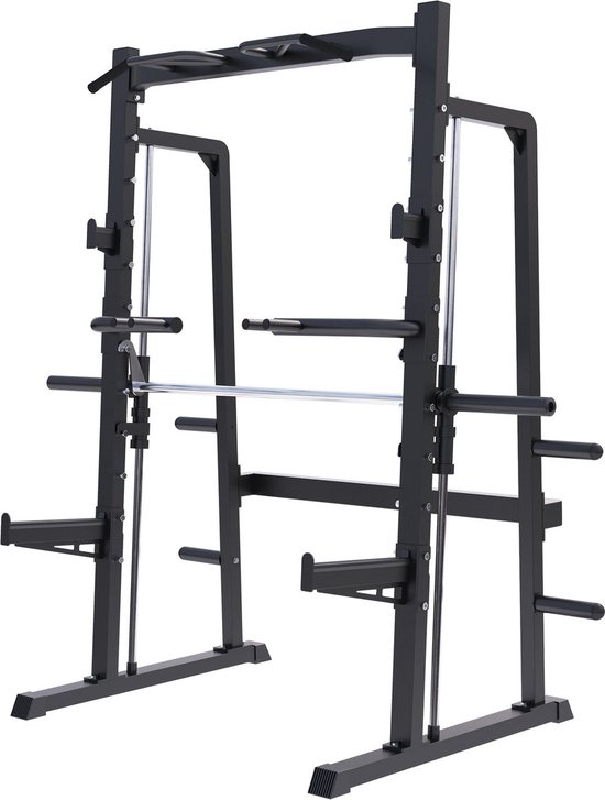 Gorilla Sports Smith Machine Half Rack — compact krachtstation met volledige functionaliteit