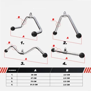 Gorilla Sports Trainingsgrepen Set van 4 Lattrekstang Chroom