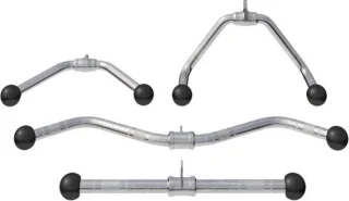 Gorilla Sports Trainingsgrepen Set van 4 Lattrekstang Chroom