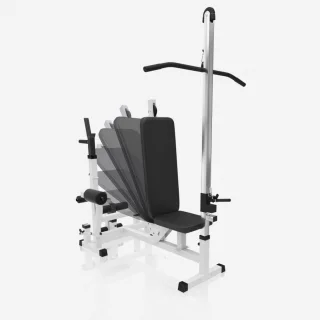 Gorilla Sports Universele Halterbank met Lat Pulley wit