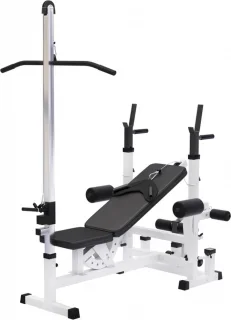 Gorilla Sports Universele Halterbank met Lat Pulley wit