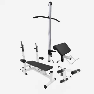 Gorilla Sports Universele Halterbank met Lat Pulley wit