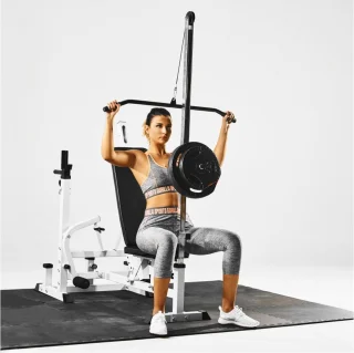 Gorilla Sports Universele Halterbank met Lat Pulley wit