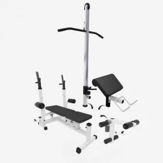 Gorilla Sports Universele Halterbank met Lat Pulley wit