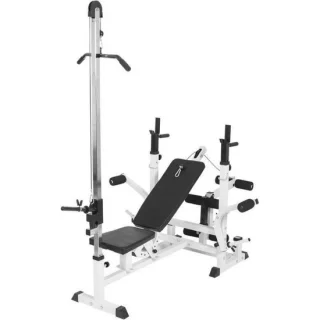 Gorilla Sports Universele Halterbank met Lat Pulley wit
