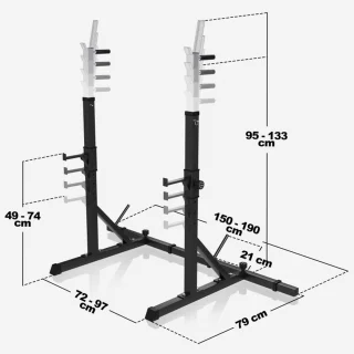 Gorilla Sports verstelbaar squat rack met dipsteunen en safety spotters