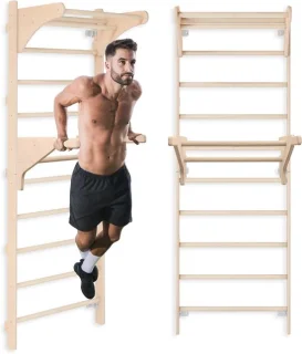 Gymnastiekladder set krachtstation 3-delig naturel