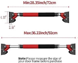 IGOODS Pull Up Bar 72-92 cm Verstelbaar Zwart/Rood Incl. Handschoenen