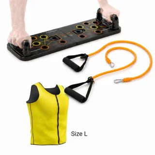 InnovaGoods Pack Push-upplank, Weerstandsbanden en Sauna Sportvest Heren L