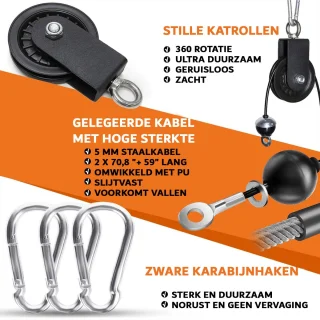 Kabelsysteem Set 13-delig voor Krachttraining en Fitness