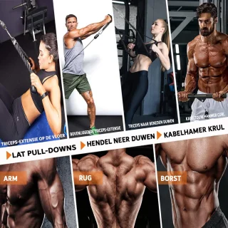Kabelsysteem Set 13-delig voor Krachttraining en Fitness