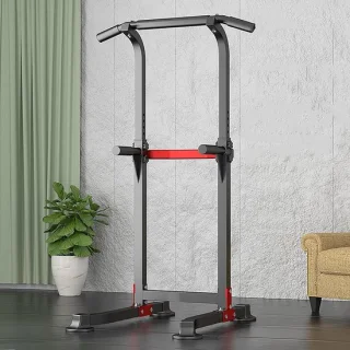 Krachtstation Fitness dip station pull up zwart