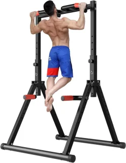 Krachtstation - Fitness Toren Dip Station - Full Body Training - Opvouwbaar en Stabiel - Max 300 kg - Zwart