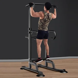Krachtstation - fitness toren dip station - zwart