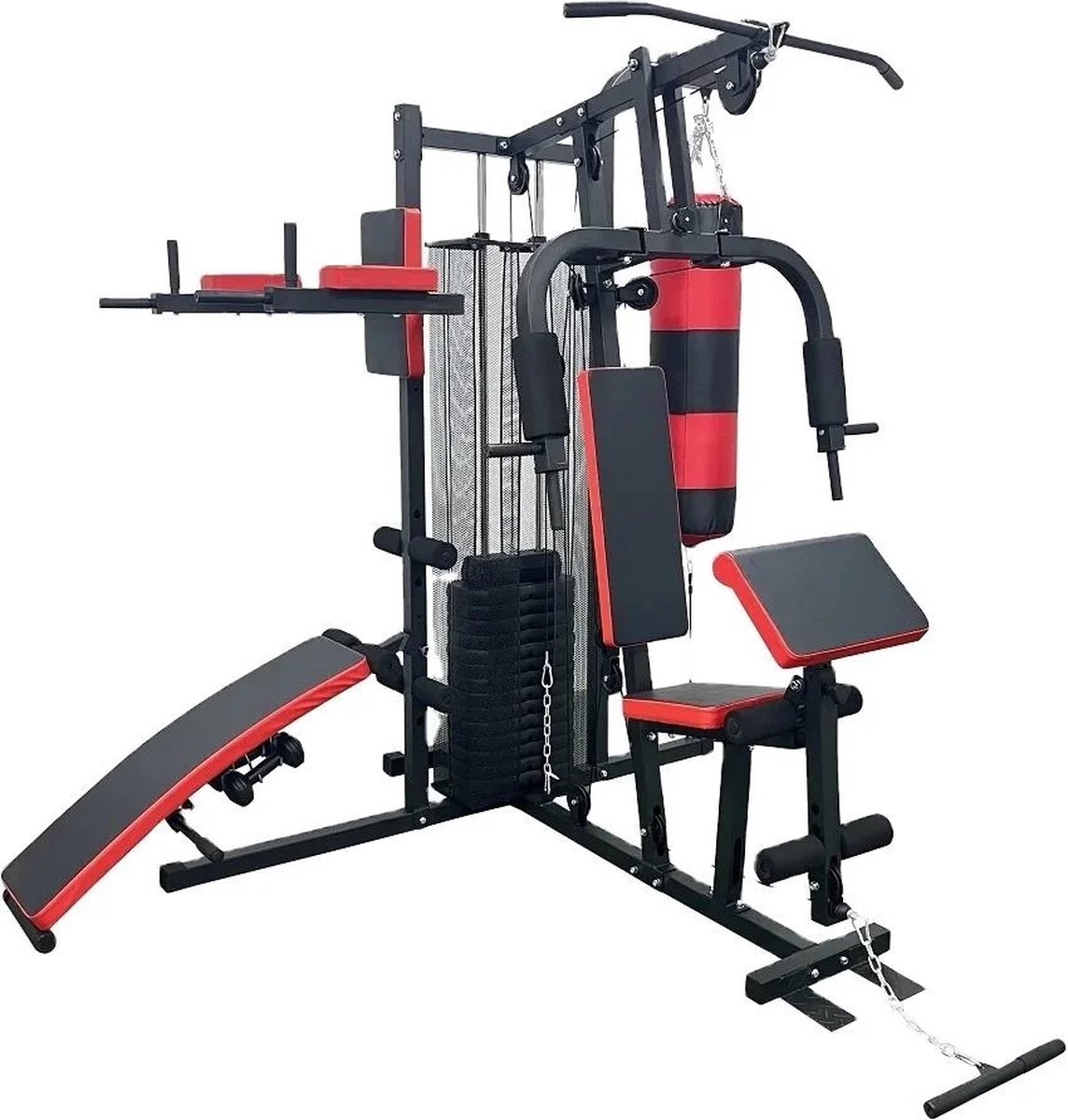 De Krachtstation Home Gym 68kg met Bokszak in één oogopslag