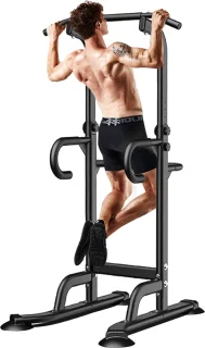 Krachtstations Power Tower Pull Up en Dip Station Zwart