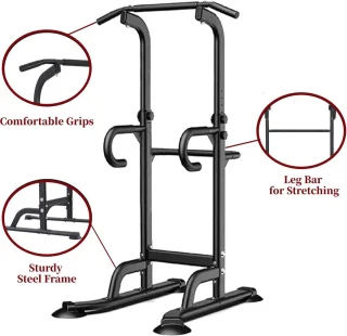 Krachtstations Power Tower Pull Up en Dip Station Zwart