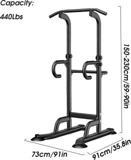 Krachtstations Power Tower Pull Up en Dip Station Zwart