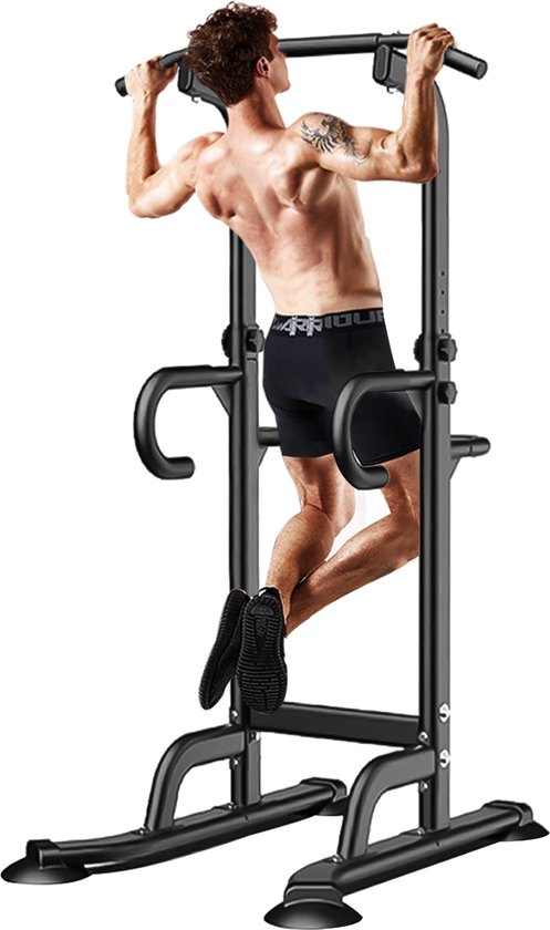 Krachtstations Power Tower Pull Up en Dip Station Zwart review