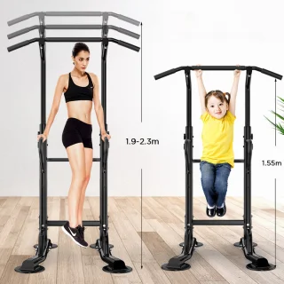 MIKING Krachtstation Power Tower Pull Up & Dip Station zwart