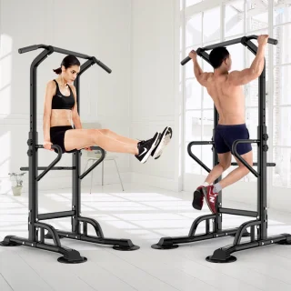 MIKING Krachtstation Power Tower Pull Up & Dip Station zwart