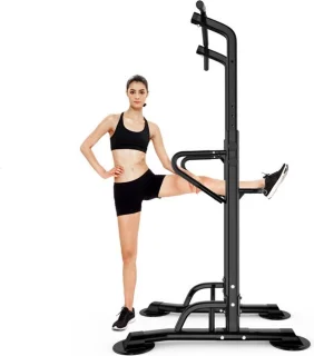 MIKING Krachtstation Power Tower Pull Up & Dip Station zwart