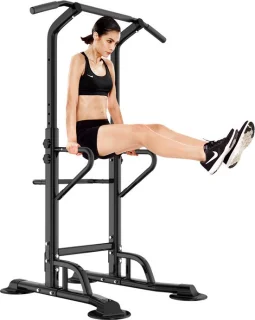 MIKING Krachtstation Power Tower Pull Up & Dip Station zwart