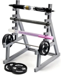 Mini squat rack ornamenten met barbells