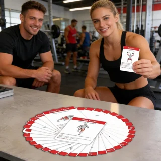 Oefenkaarten Krachttraining - Fitness Kaarten Set - Thuis Sporten - Visuele Techniek Correctie - 36 Stuks - Wit