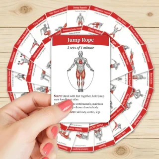 Oefenkaarten Krachttraining - Fitness Kaarten Set - Thuis Sporten - Visuele Techniek Correctie - 36 Stuks - Wit