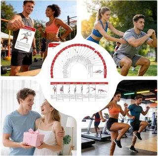 Oefenkaarten Krachttraining - Fitness Kaarten Set - Thuis Sporten - Visuele Techniek Correctie - 36 Stuks - Wit