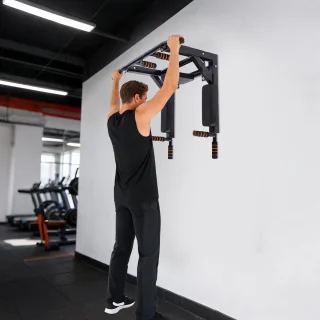 Optrekstang wandmontage met dip station