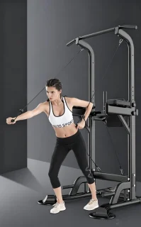 Opvouwbare 2-in-1 power tower dip station