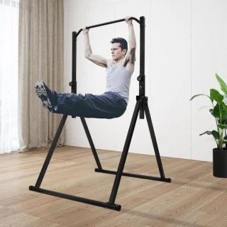 Opvouwbare power tower - optrekstang dip station - zwart