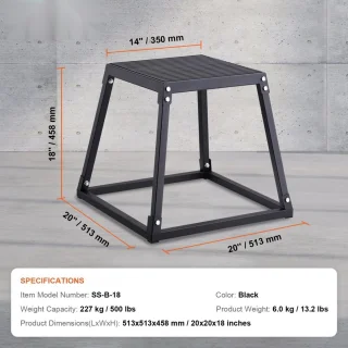 Plyo Box 45,8 cm - Sprongbox - Zwart